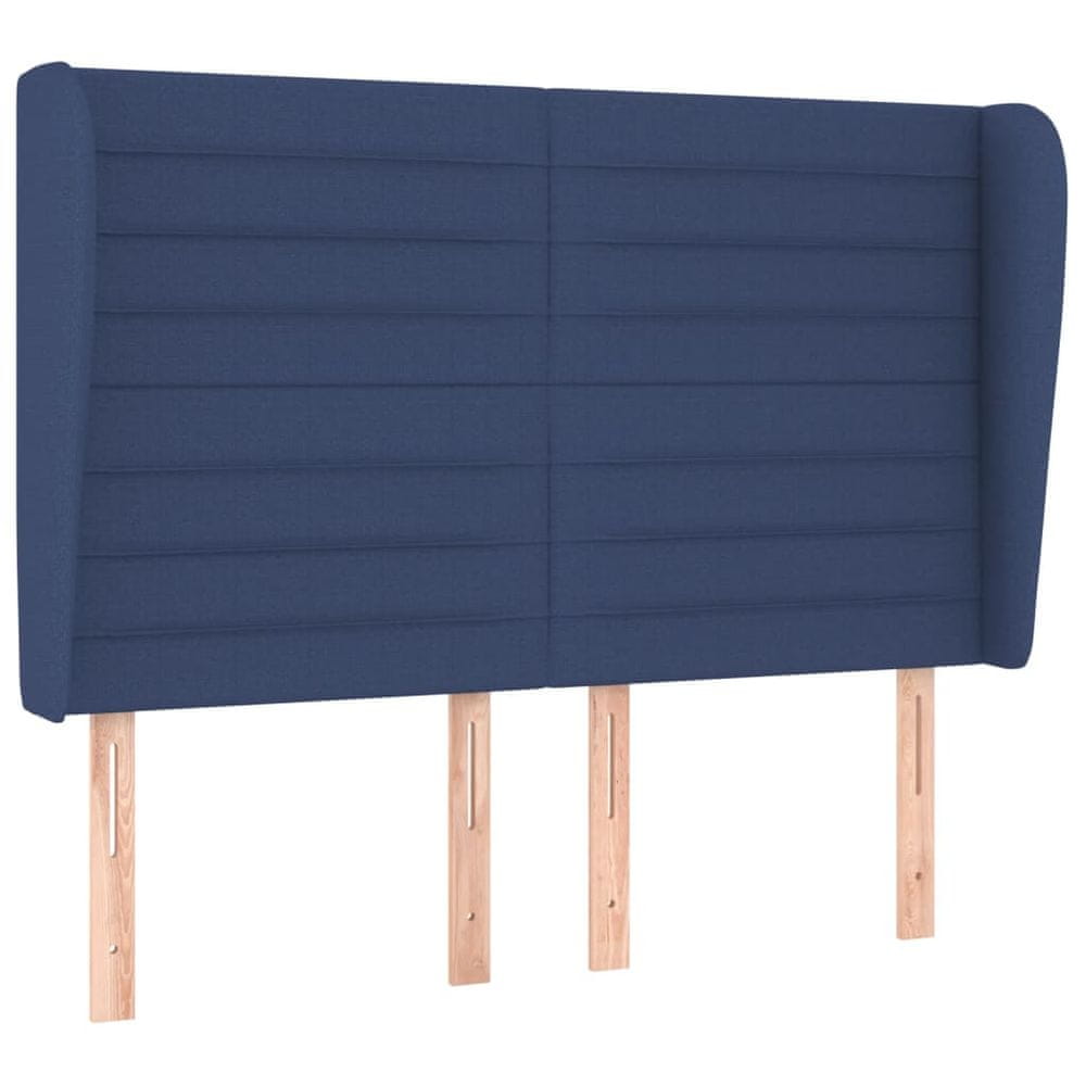 Vidaxl Čelo postele so záhybmi modrý 147x23x118/128 cm látka